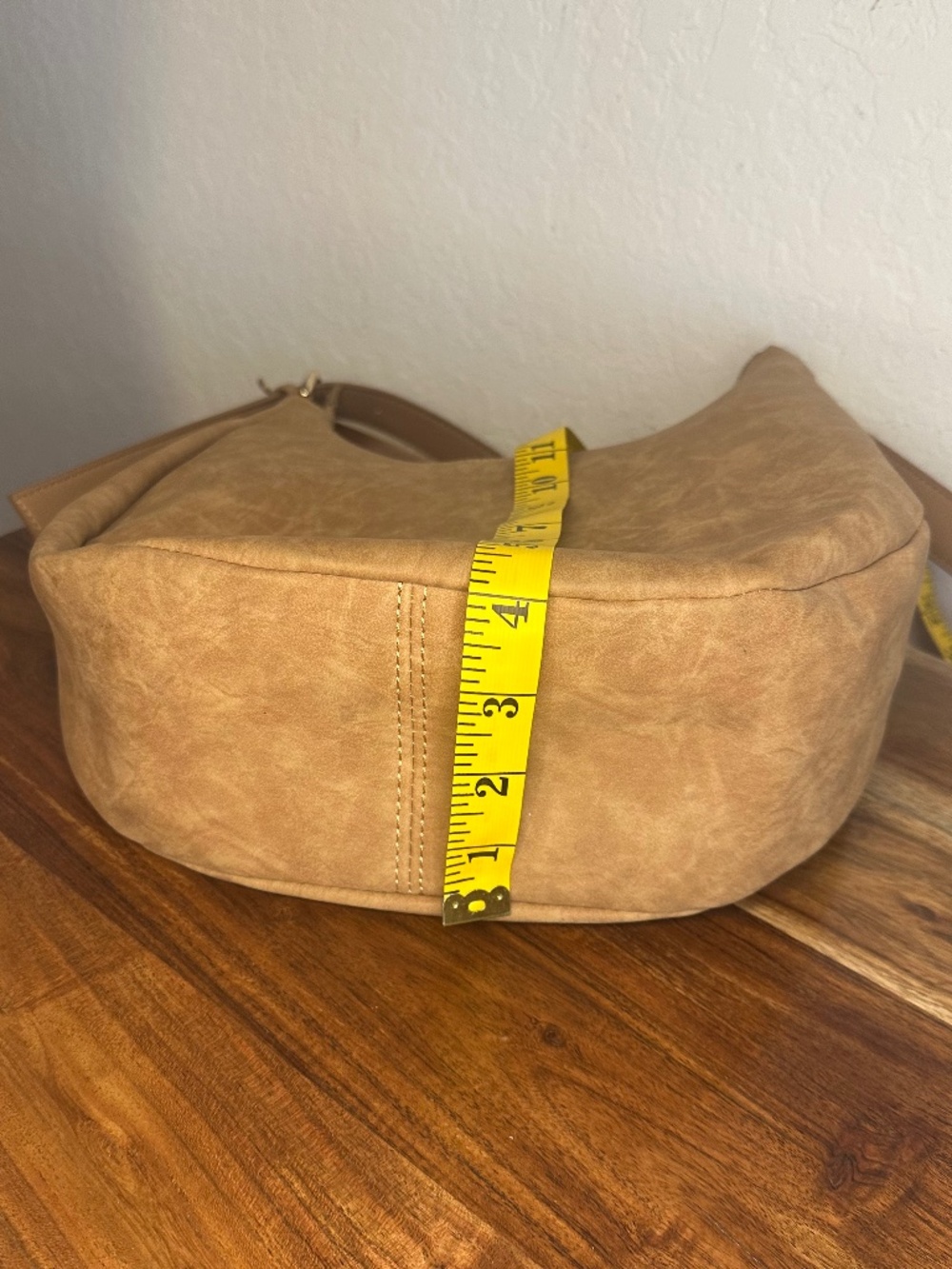 4th & Reckless, Camel Brown Faux Suede Crescent Shoulder Bag - Picture 10 of 10